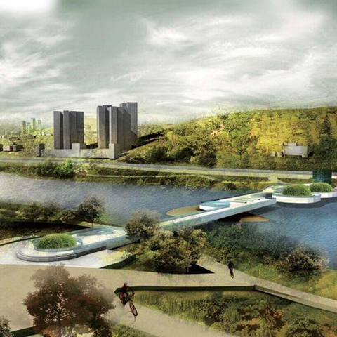 福建永安市燕江生態步行浮橋